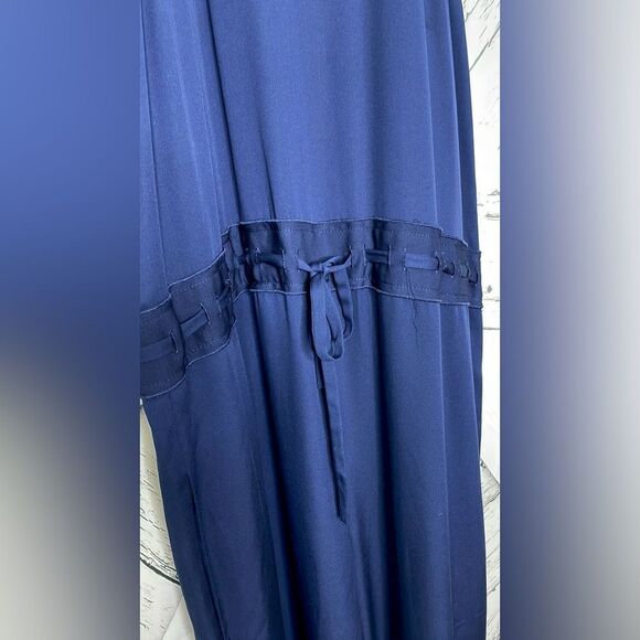 Diane Von Furstenberg Davin Navy Drawstring Jumpsuit Silk Blend 4 - Picture 4 of 10